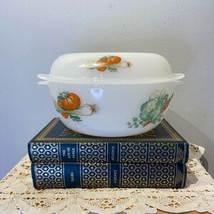 Vintage Arcopal France Milk Glass Casserole Dish With Lid